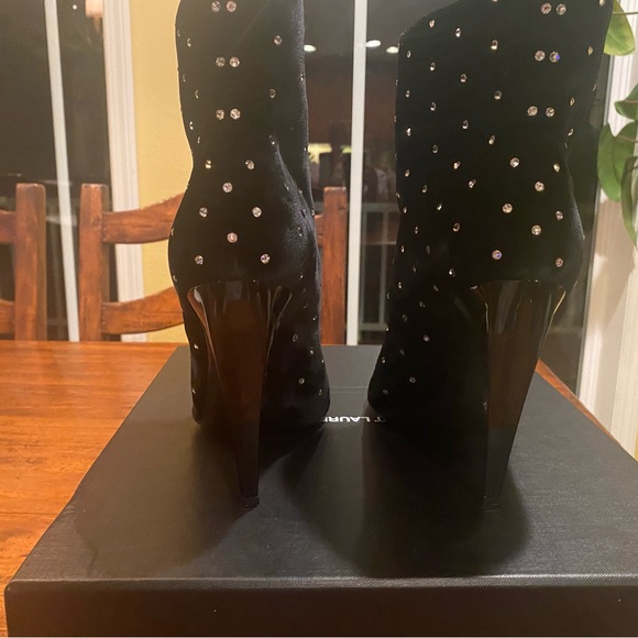 Saint Laurent Freja 105 Ankle Boot In Black Velvet size 41 - Picture 10 of 15